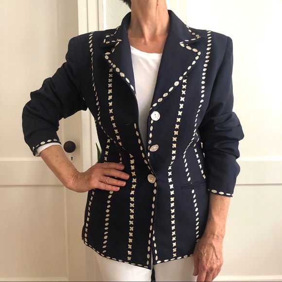 Sophie Sitbon Navy Linen Blend Jacket - Picture 2 of 8